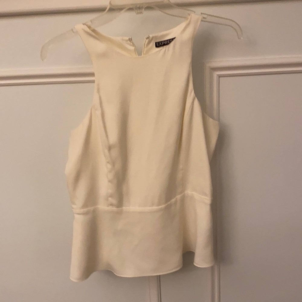 white halter peplum shirt